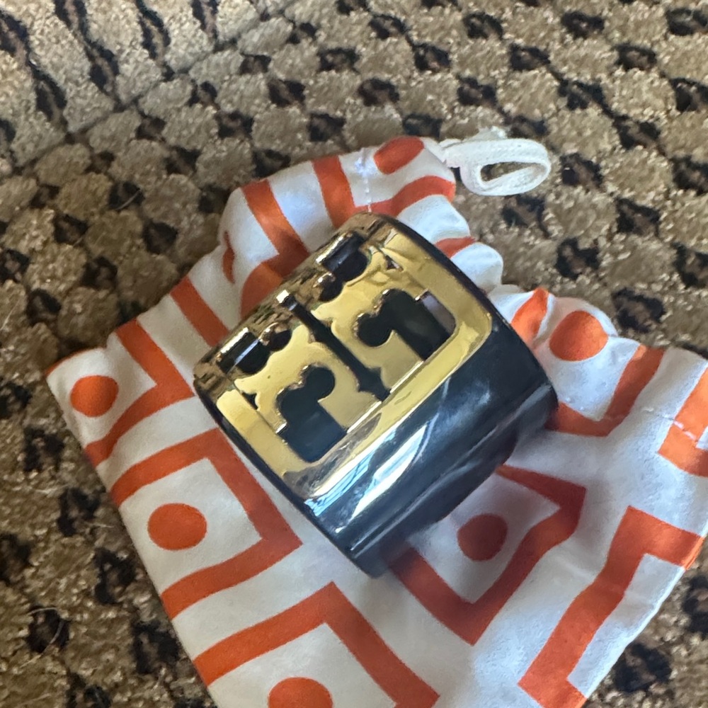 Tory Burch Black and Gold Statement Cuff